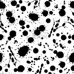 荷兰斑点鱼图片_泼墨无缝图案抽象的斑点形状黑色