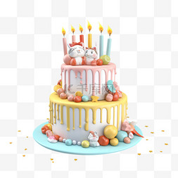 多层蛋糕素材图片_卡通手绘儿童生日蛋糕