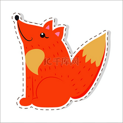 可爱有趣的红色、浓密尾巴的狐狸