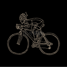 赛车骑自行车的人。涂鸦.