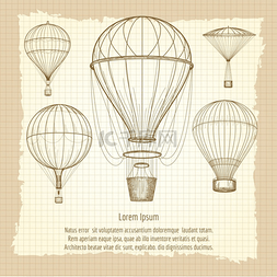 复古海报背景素材图片_热气球复古海报设计。