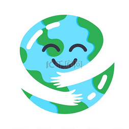 全球图片_关爱地球可爱的地球吉祥物拥抱自