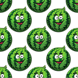 小甜点背景图片_农场新鲜绿色卡通西瓜的无缝图案