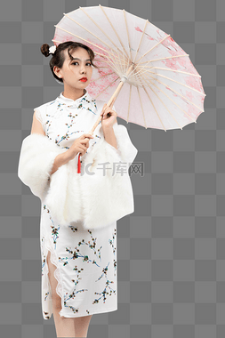 打伞的旗袍女子