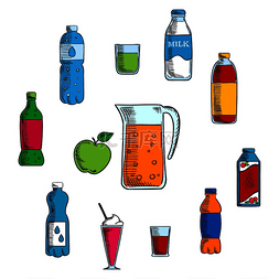 饮料和饮料瓶图片_非酒精饮料和水、牛奶、果汁和苏