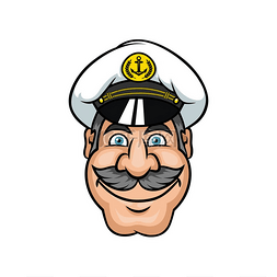 帽子小胡子图片_快乐的船长肖像孤立的航海吉祥物