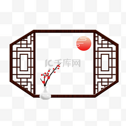 中国古风雕花门窗边框实木立体仿