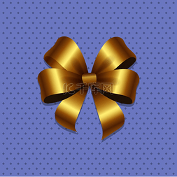 金色蝴蝶结结与四个循环矢量插图