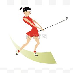 体育课程图片_年轻女子打高尔夫
