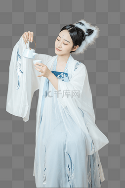 中国文化茶元素图片_古代美女倒茶人物