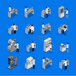 一套十六个孤立的图标与化学实验