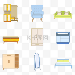室内设计图片_线型家具图标矢量图