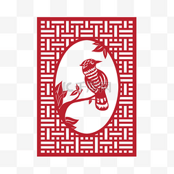 中国文化图案图片_中国传统文化鸟类红色剪纸