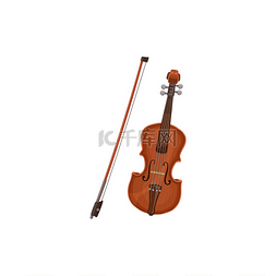 棕色的小提琴图片_小提琴与孤立的大提琴弓。