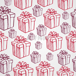 箱礼物礼物包装图片_复古圣诞礼物无缝图案背景。eps10 