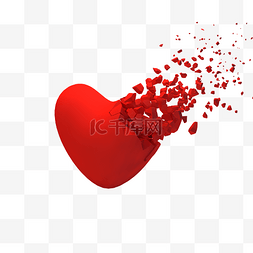 地面爆炸破碎碎裂红色爱心碎裂破