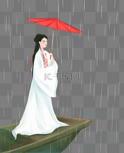 古风仙侠美女图片_雨水节气古风美女打伞