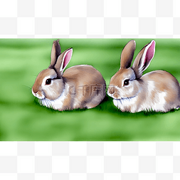 呆萌的兔子图片_可爱的兔子水墨