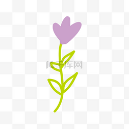 紫色绿色卡通可爱花朵