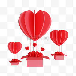 红色气球图片_C4D3D情人节装饰组合红色氢气球