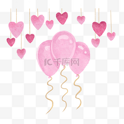 气球水彩风格婚礼粉红色