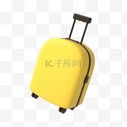 3D立体C4D黄色卡通行李箱