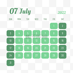 可印刷的月历2022年七月月历