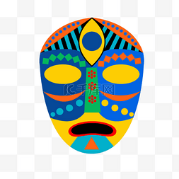非洲部落彩色人头面具