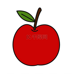 明亮的绿色图片_卡通明亮的红色成熟苹果与绿叶隔
