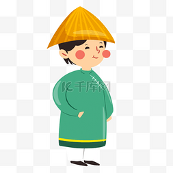 过年背景图片_越南春节戴帽子的蓝衣短发男孩