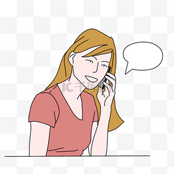 卡通对话框涂鸦图片_在通电话的年轻女孩线条画