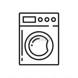 洗衣机洗衣图片_洗衣机矢量细线图标家用电器和家