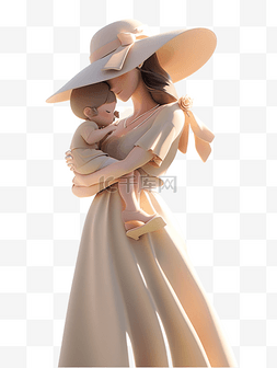 母子图片_3D立体母亲节母子母爱人物形象