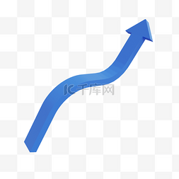 蓝色箭头图片_3DC4D立体蓝色上升箭头