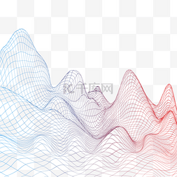 蓝渐变红图片_抽象多变山脉形状蓝红渐变线条