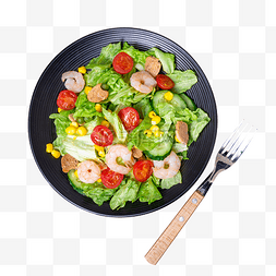 轻食餐图片_美食蔬菜沙拉叉子