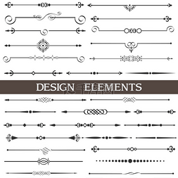 字体设计元素和页面装饰的向量集