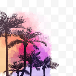 棕椰树图片_水彩椰树棕榈叶元素