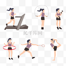瑜伽垫文字排版图片_女子减肥健身锻炼瑜伽套图