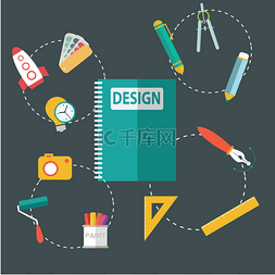 设计师网页设计图片_现代平面设计图标设计发展主题。