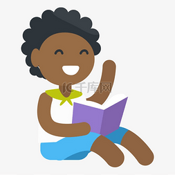 手拿书书图片_热情的非洲女孩一只手拿着书。