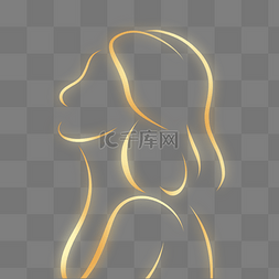 女性跑步背影图片_妇女节女神节通用鎏金线描女性轮
