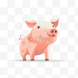 动物贴布图片_猪可爱卡通手绘免扣动物扁平插画