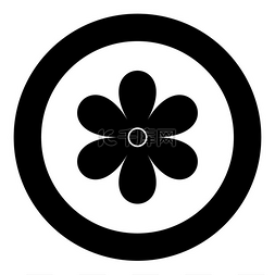 孤立的圆形矢量图中的花图标黑色