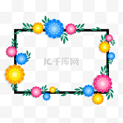彩色花卉背景图片_装饰边框彩色花卉