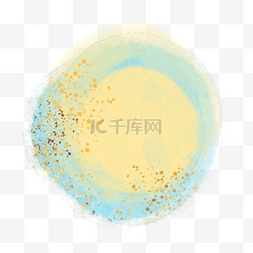 厚薄双环圆圈图片_黄蓝双色抽象韩国金箔圆形笔刷