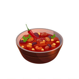 豆汤墨西哥菜配番茄酱辣椒和蔬菜