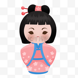 日本娃娃木芥子橘色服饰