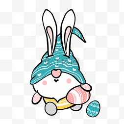 砸金蛋图片_白色复活节可爱卡通兔子