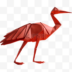 日本折纸风格动物火烈鸟